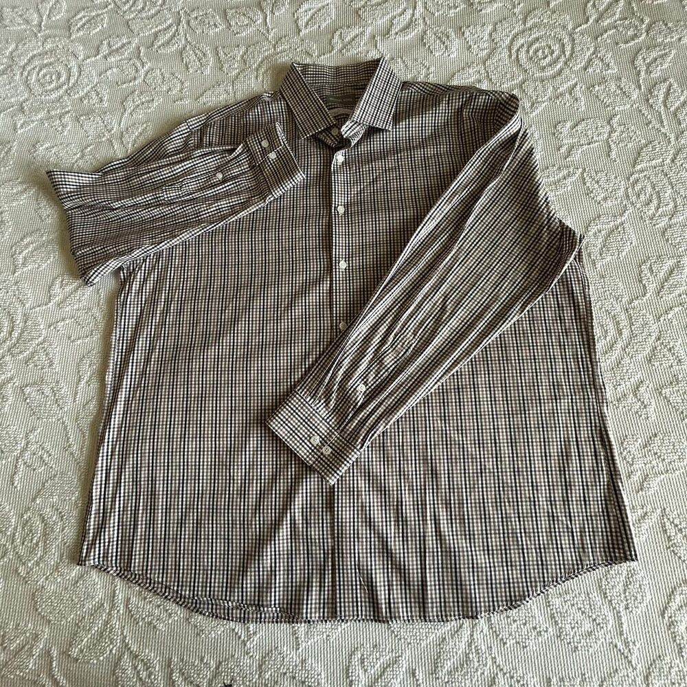 Michael Kors Slim Fit Men’s 2XL Dress Shirt Travel Stretch Check 18.5 34/35